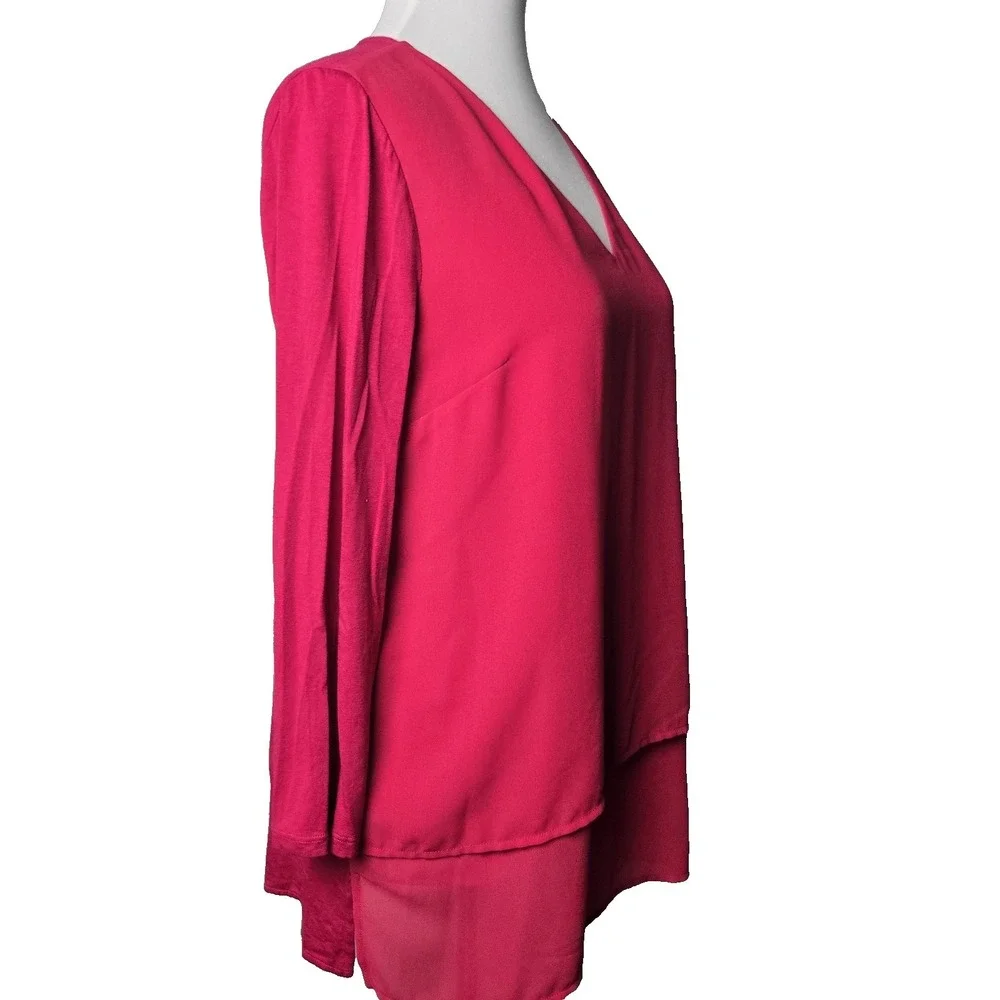 MK Michael Kors Rose Red Contrast Blouse Medium - Picture 2 of 6